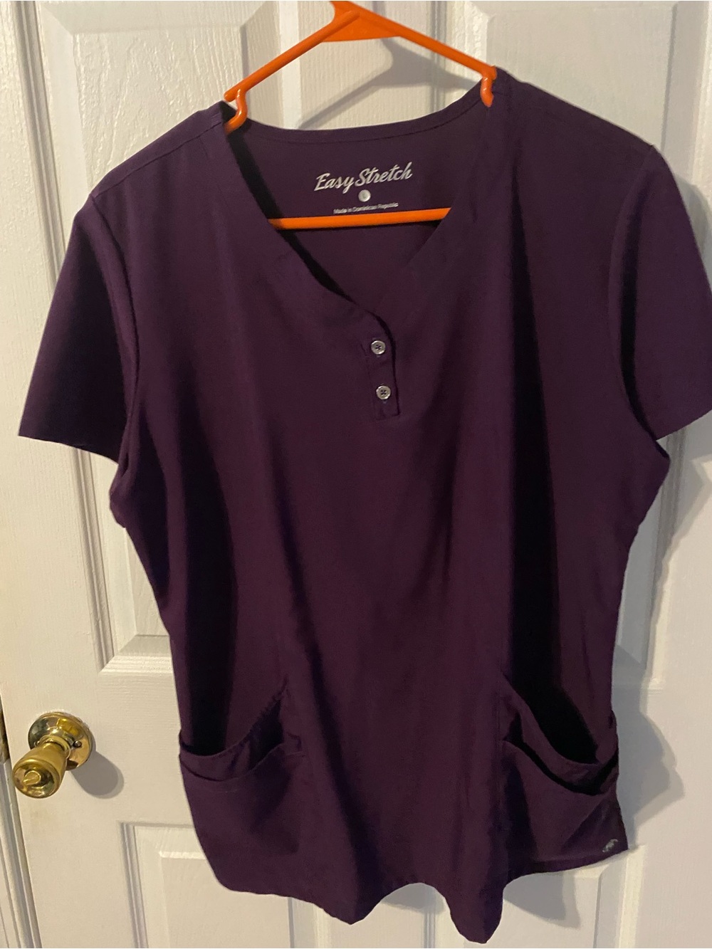 Easy Stretch Women's Short-Sleeve V-Neck Scrub Top in Purple